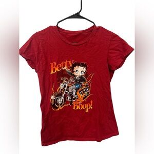 Betty Boop Biker Graphic Tee – Red‎ Tee